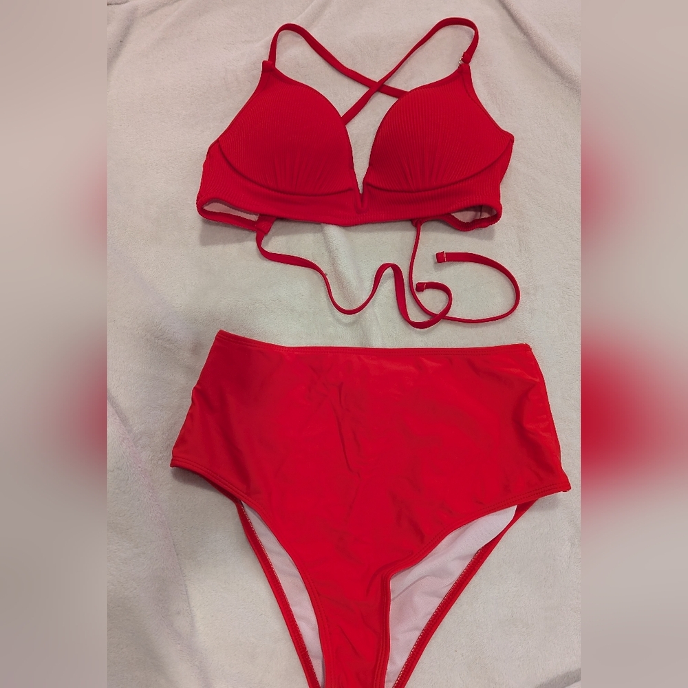 Red Bikini High Waisted